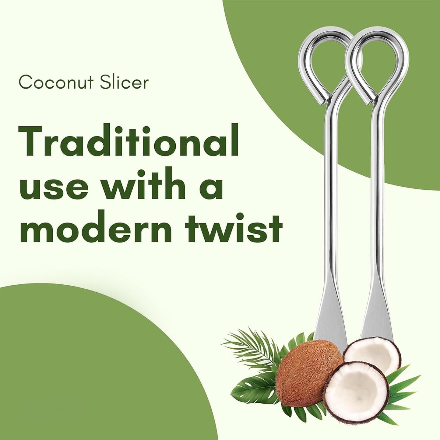 Coconut Slicer, Cutter & Remover – Stainless Steel 2 Pack | Coconut Core Pit Remover & Skin Peeler :f