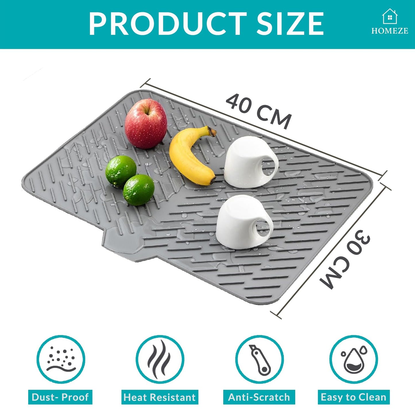 Silicone Kitchen Dish Drain Mat (40 × 30 cm)- f