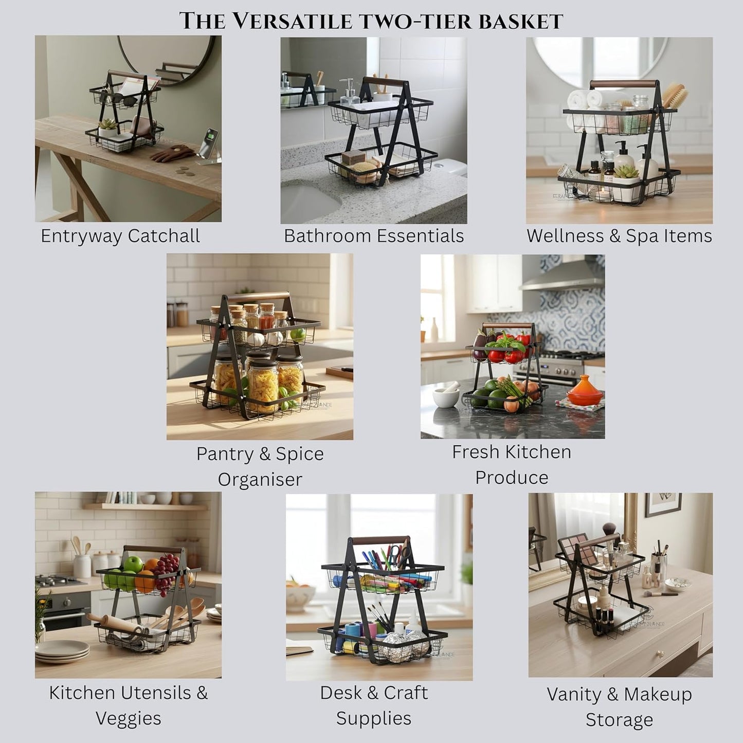 Multi-Purpose 2-Tier Storage Basket | Fruit, Vegetable & Snack Organizer: f