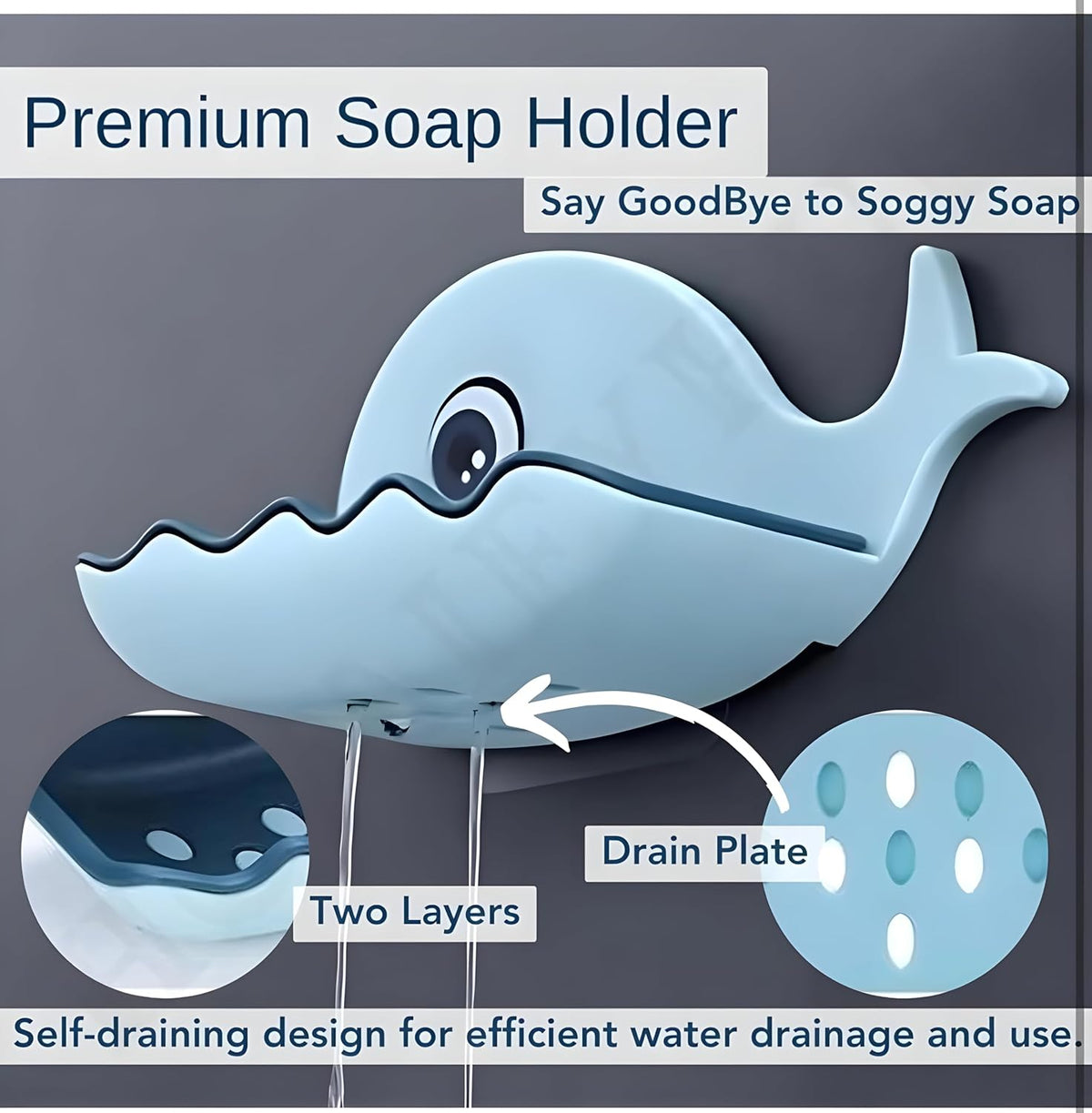 Waterproof Whale Soap Dish Holder – Stylish Bathroom Soap Storage Tray :f