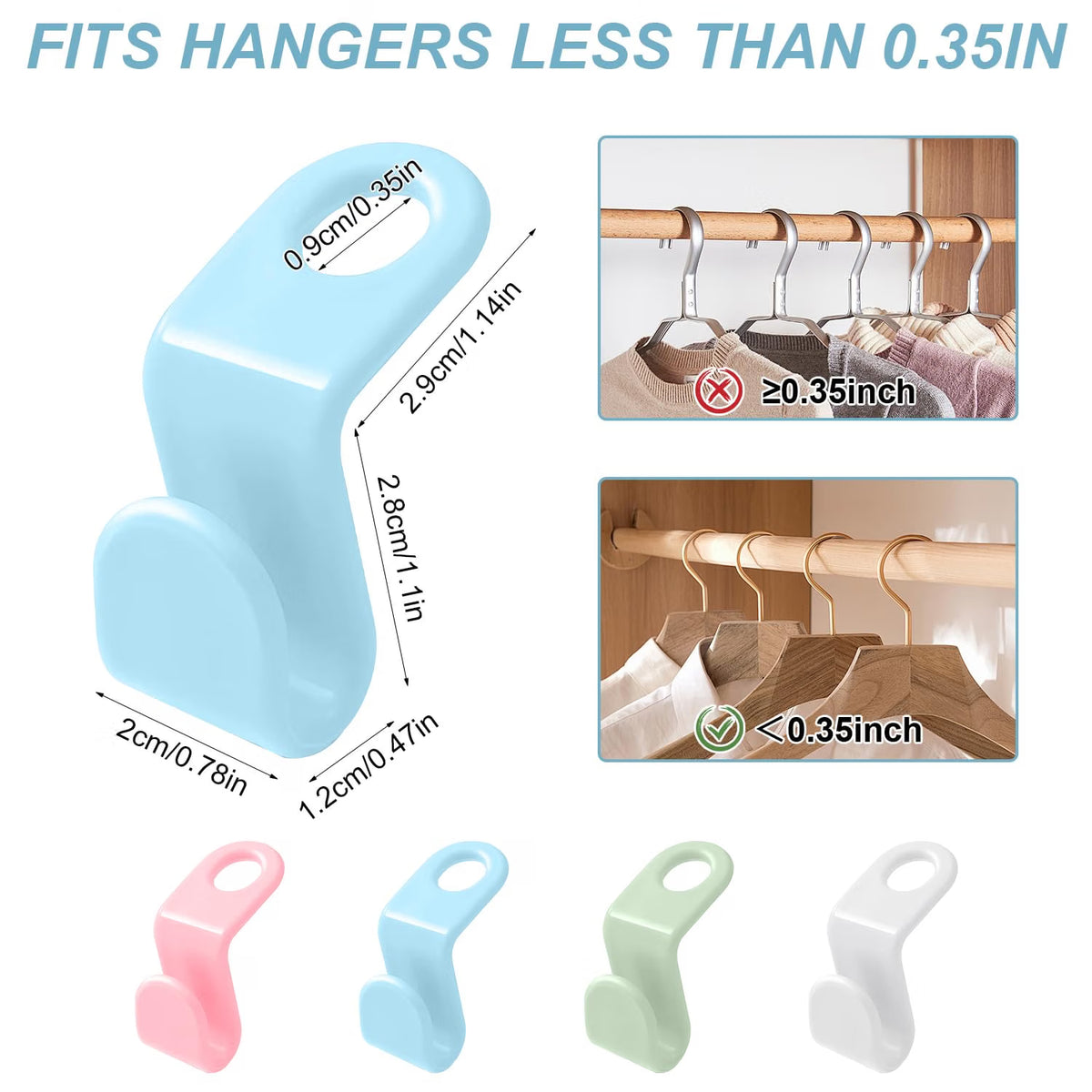 Space Saving Hanger Hooks | Clothes Hanger Connector for Stacking & Closet Organization :f