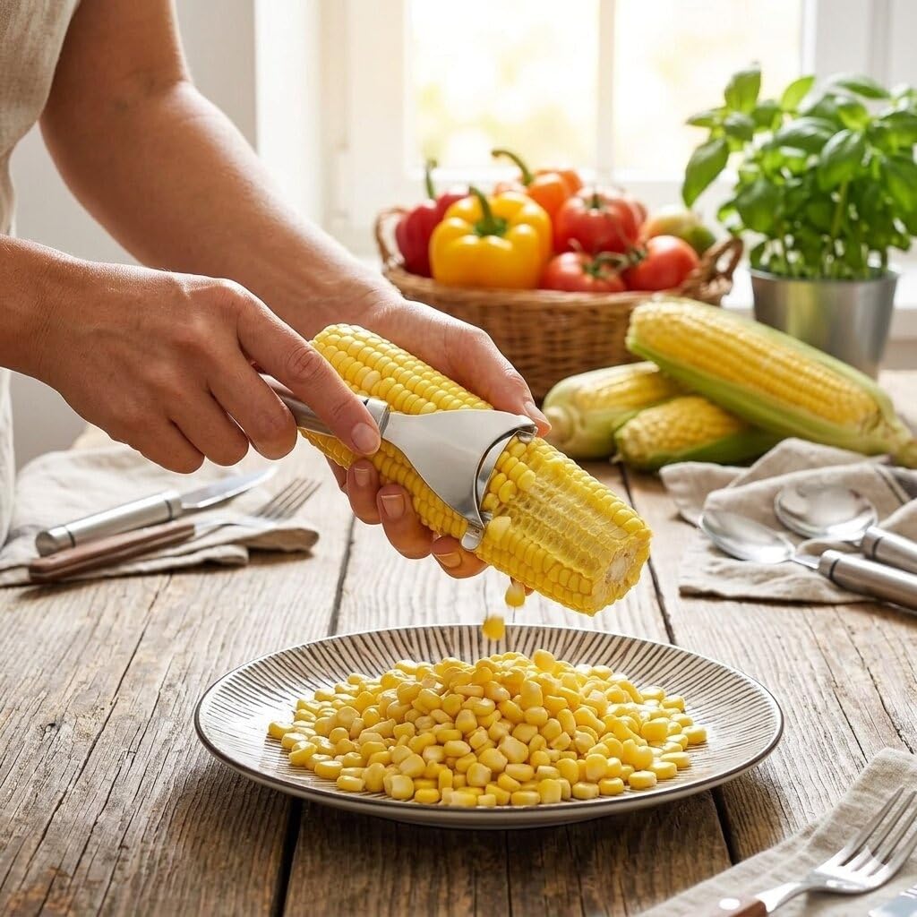 Multipurpose Corn Stripper Peeler – Stainless Steel Manual Corn Kernel Remover Tool :f