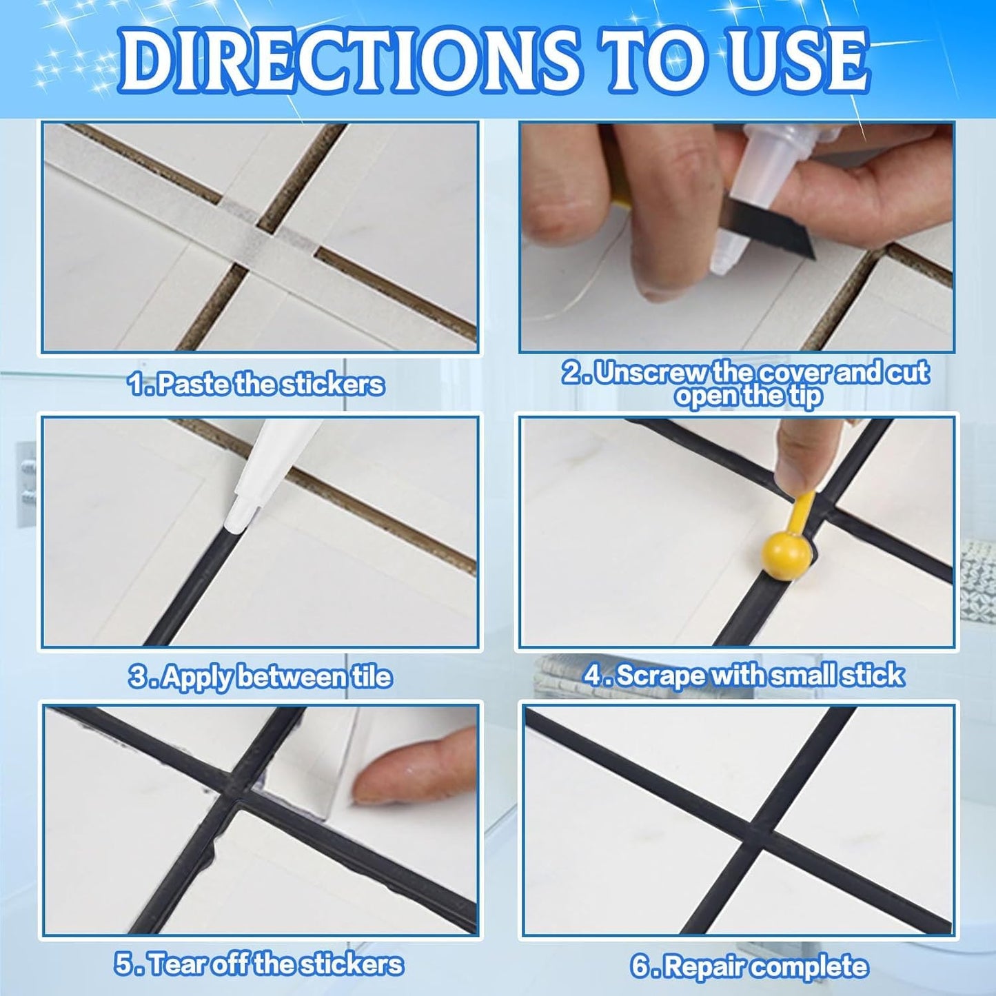 Waterproof Tile Gap Repair Sealant White Grout Filler Paste for Bathroom, Kitchen, Sink & Floor Tiles (180ml):f