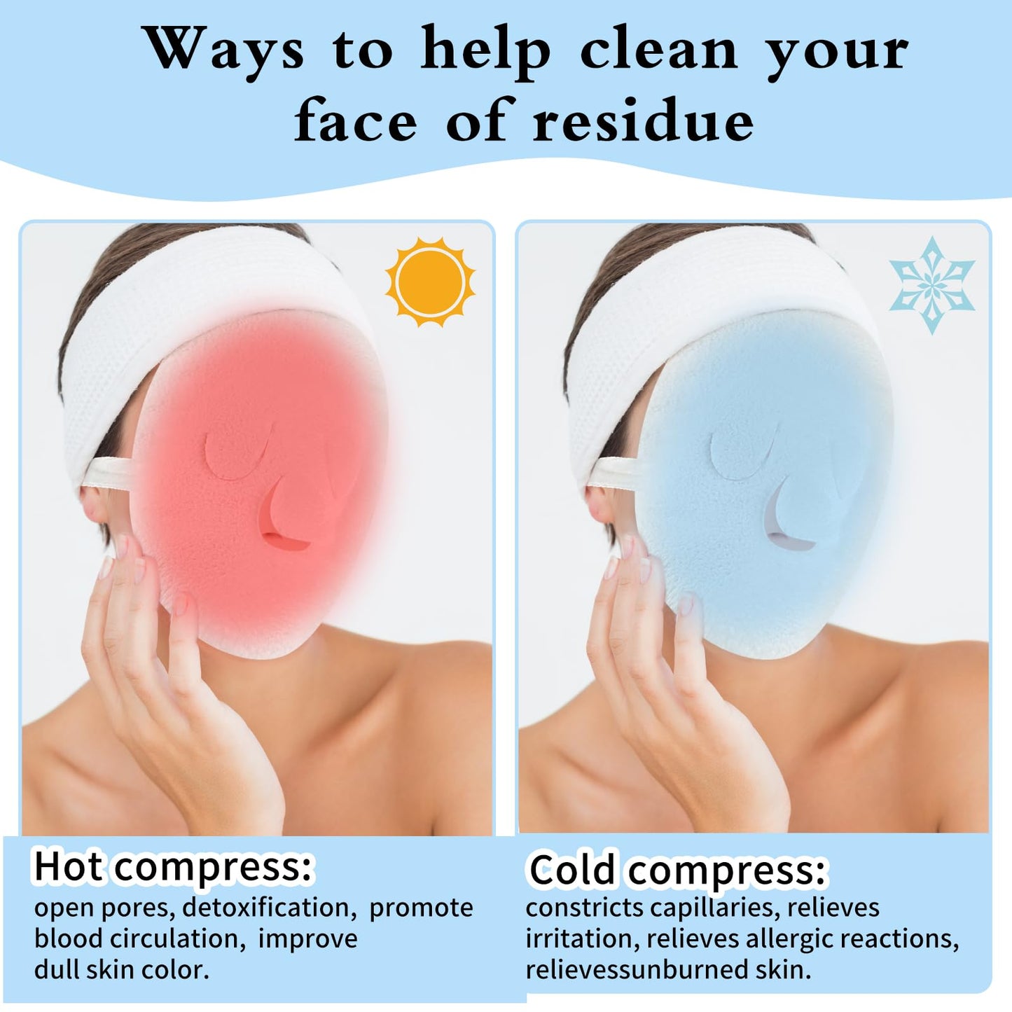 Reusable Facial Towel Mask | Hot & Cold Compress Moisturizing Face Mask :f