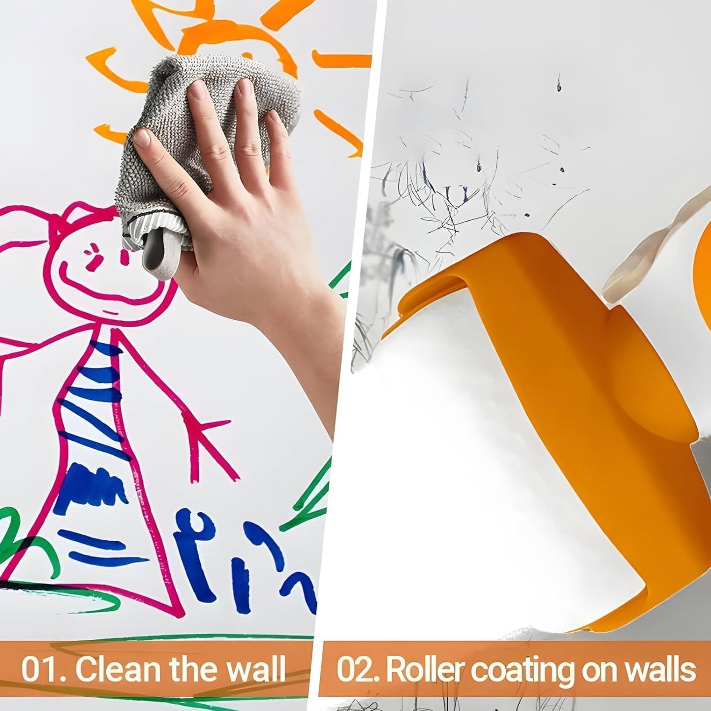 All-in-One Wall Repair Roller Brush – Covers Cracks, Scratches & Dirty Wall Stains: f