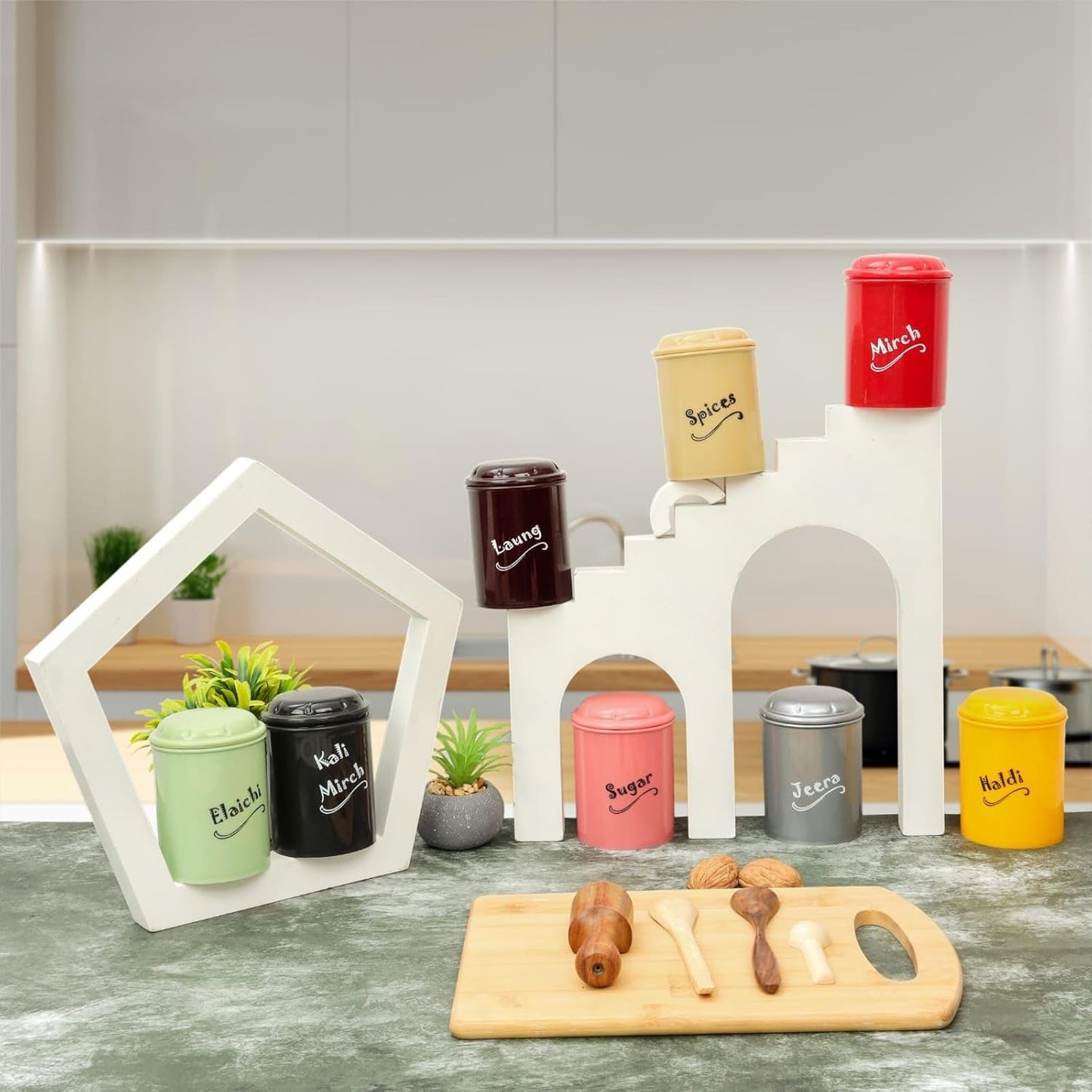 8-Piece Spice Jar Set (300ml Each) – BPA-Free Plastic Kitchen Storage Containers for Sugar & Spices: g