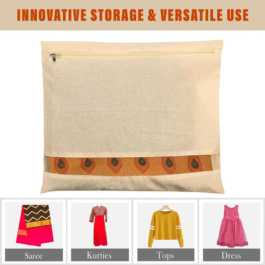 Premium Cotton Saree Covers with ZIP Lock-.g