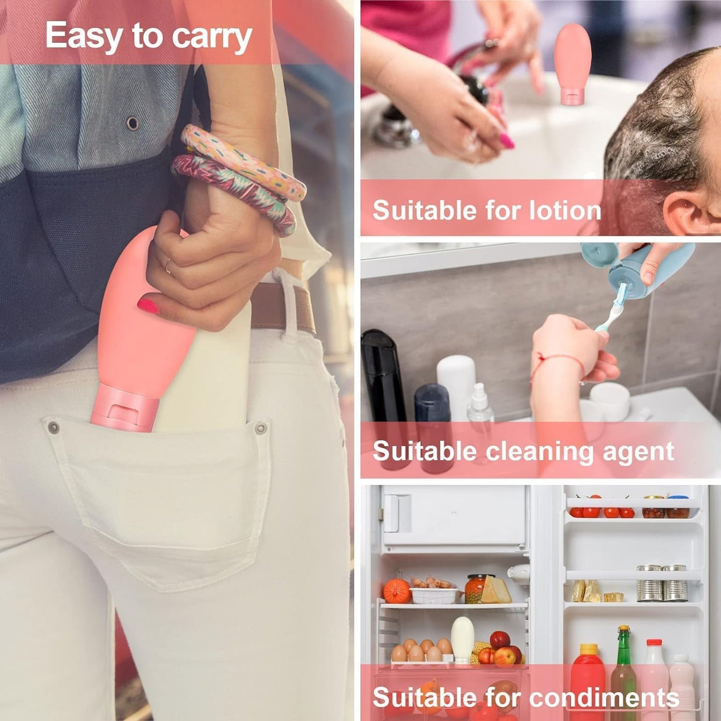 3 pieces travel Silicone Bottles for Toiletries- 60 ml each ,f