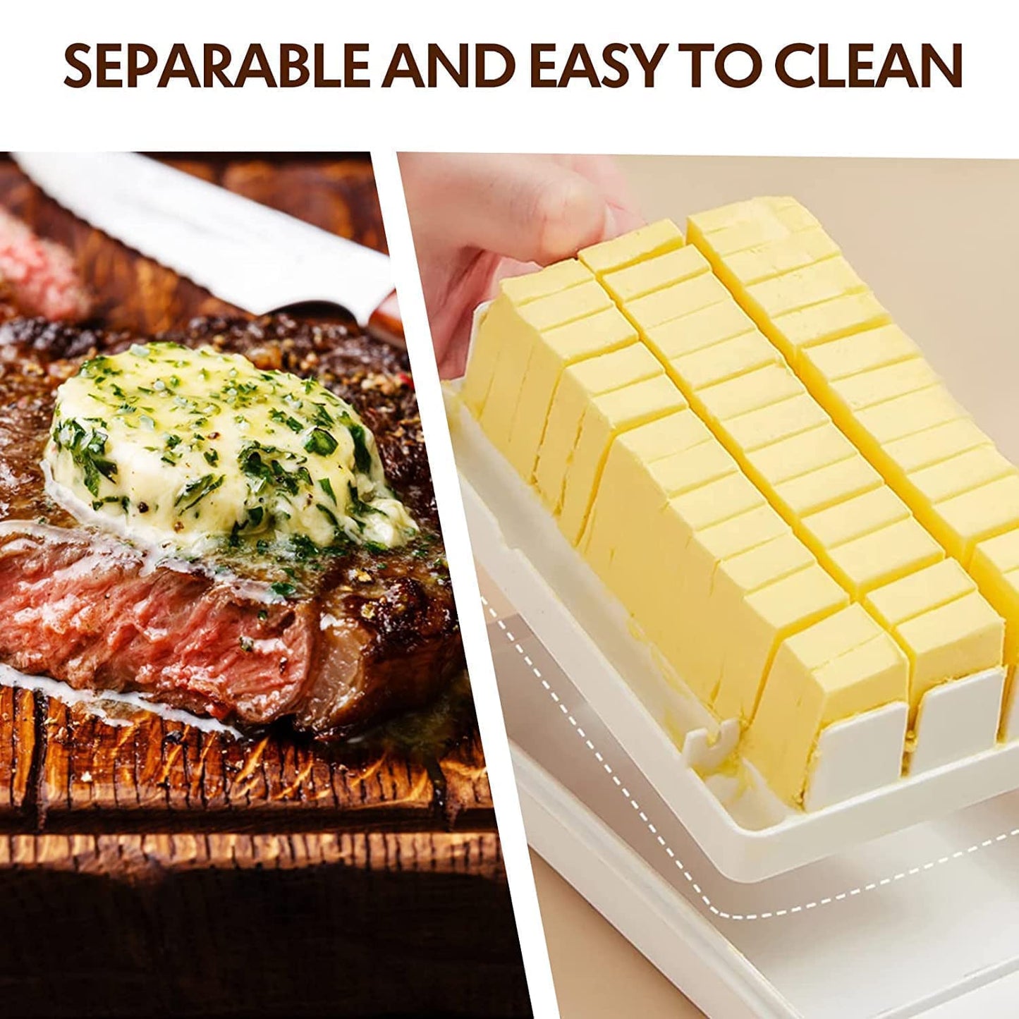 Butter Storage Container with Lid | Airtight Butter Keeper for Refrigerator & Kitchen :f