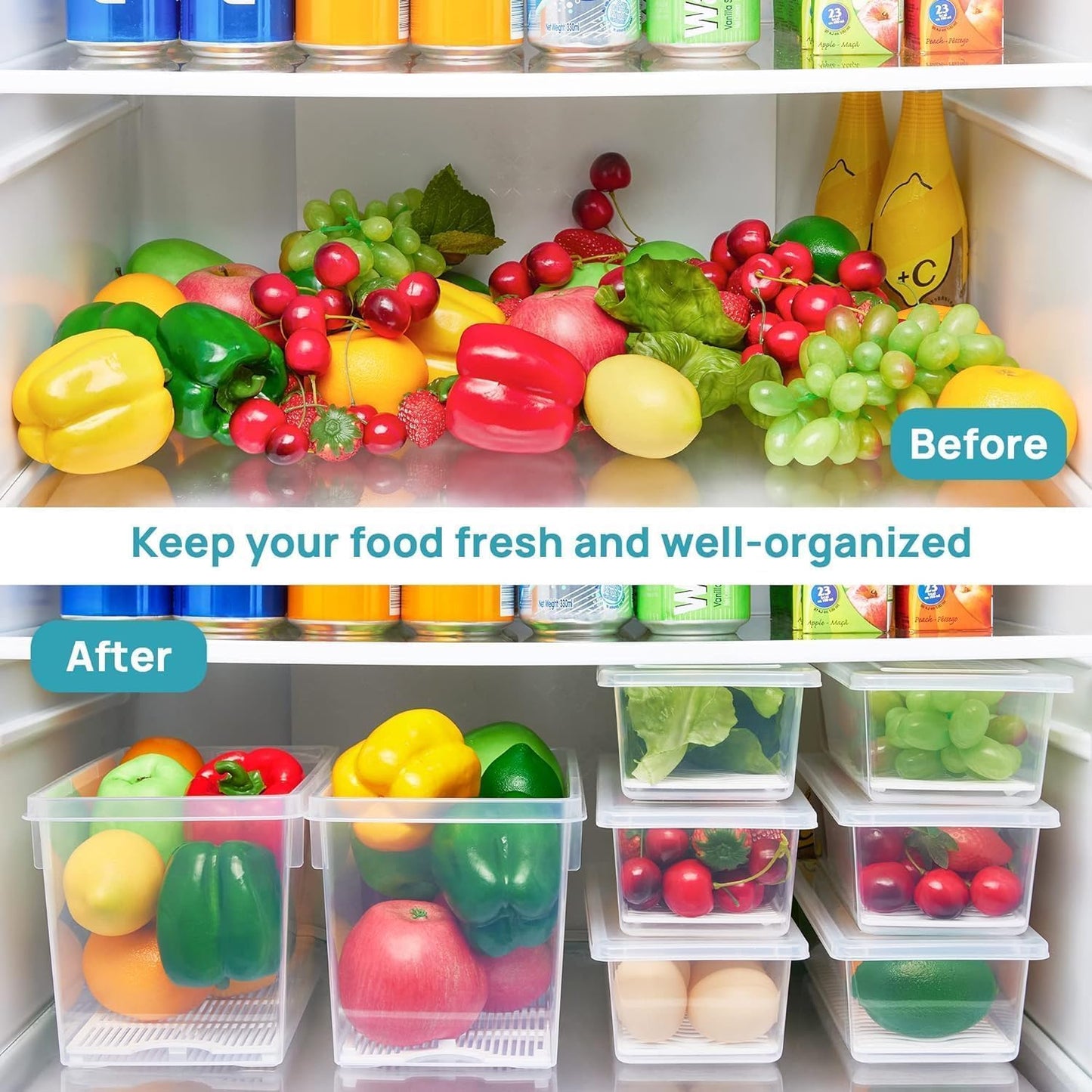 Uniqly- Fridge Storage Containers with Drain plates- Pack of 6: f