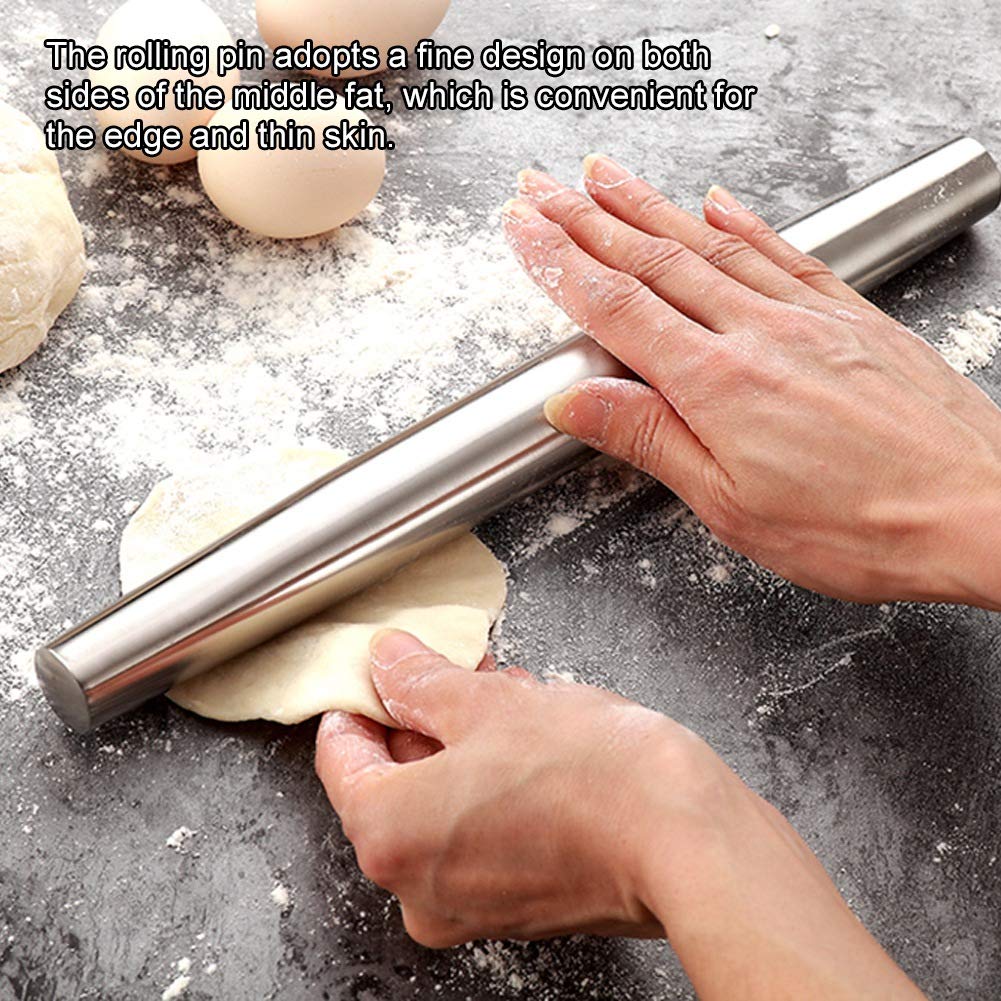 Multipurpose Stainless Steel Rolling Pin | Smooth Dough Roller & Roti Belan :f