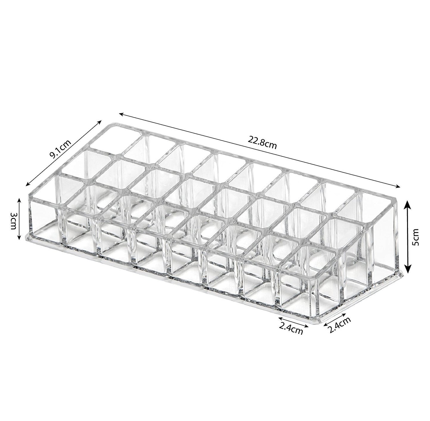 24 Slot Lipstick & Nail Polish Organizer – Transparent Makeup Storage Holder; g