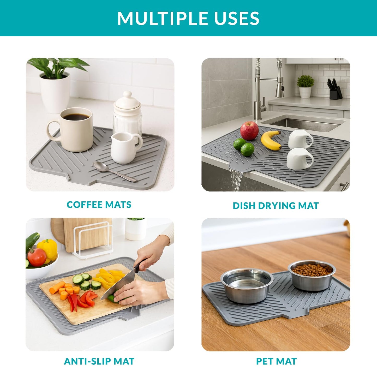 Silicone Kitchen Dish Drain Mat (40 × 30 cm)- f