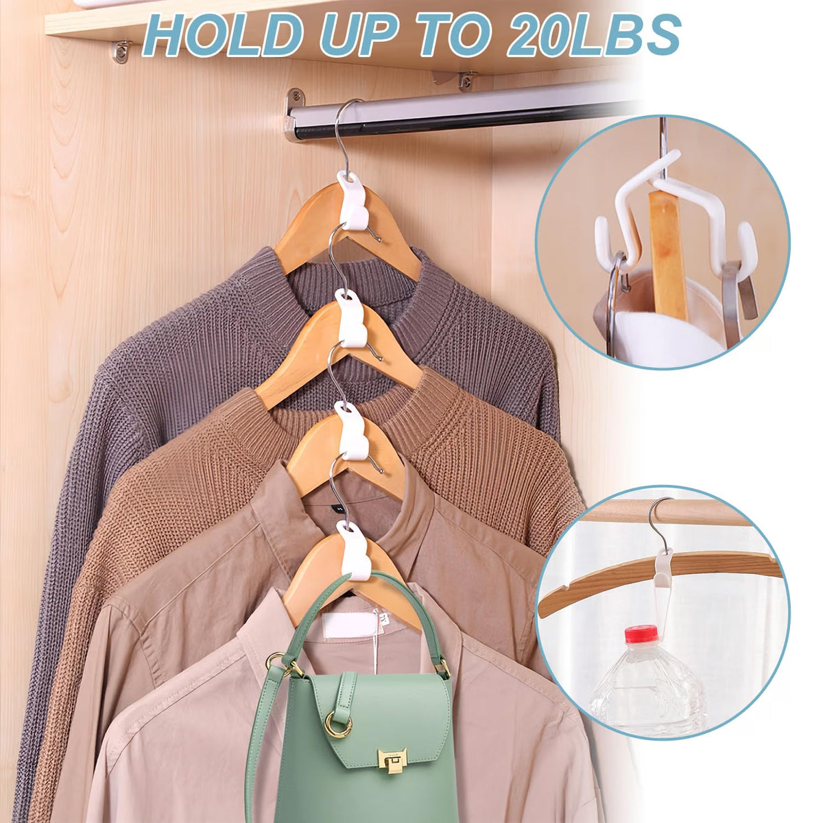 Space Saving Hanger Hooks | Clothes Hanger Connector for Stacking & Closet Organization :f