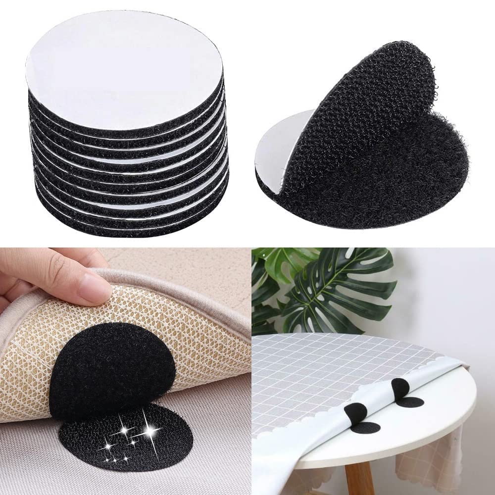Anti-Slip Velcro Tape Dots – Self Adhesive Double-Sided Grip for Carpets, Bedsheets & Rugs- f