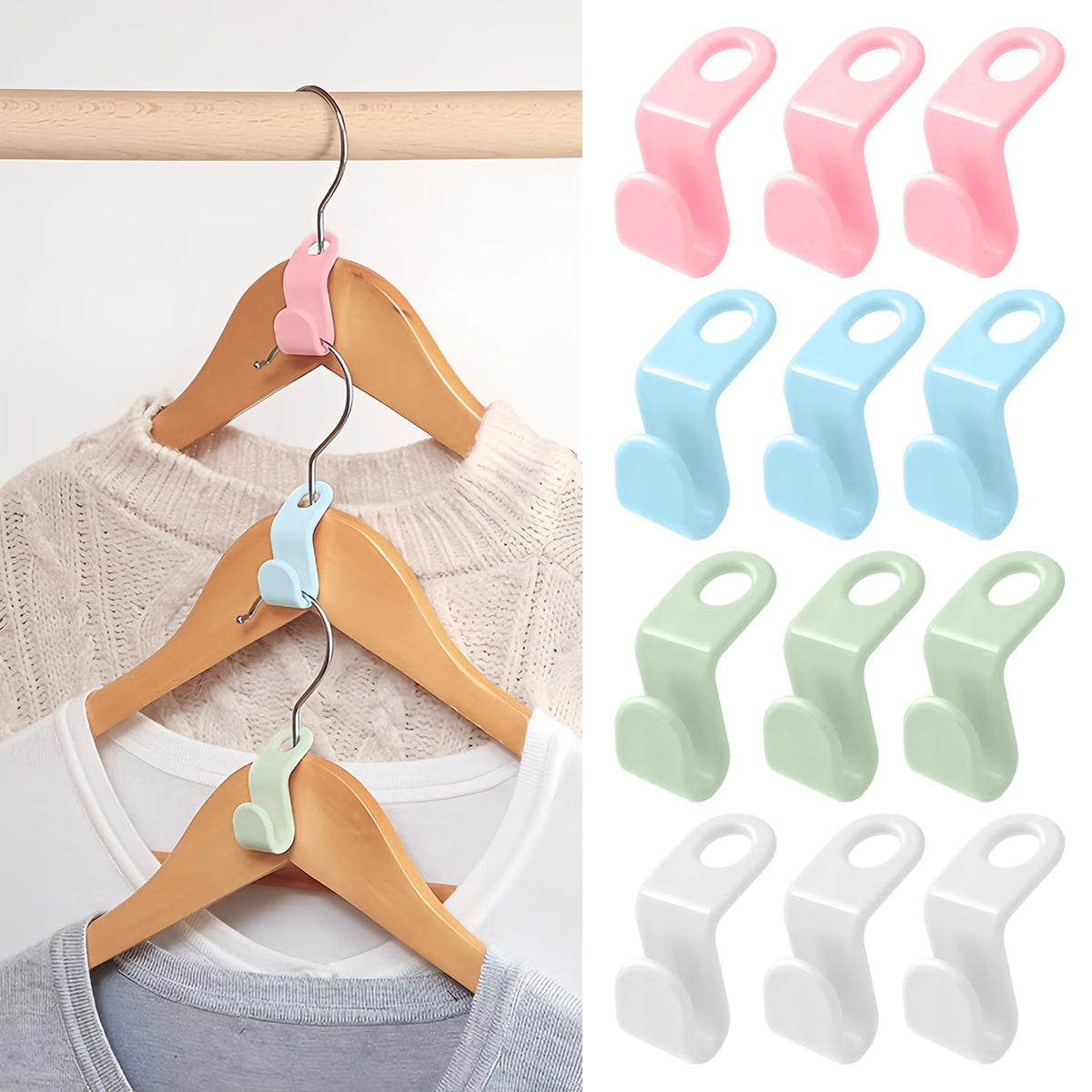 Space Saving Hanger Hooks | Clothes Hanger Connector for Stacking & Closet Organization :f