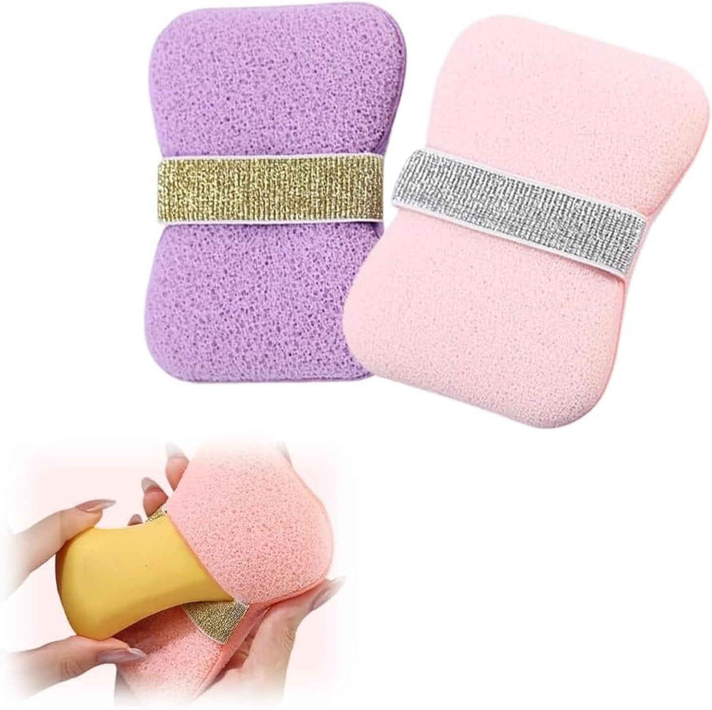 Bath Sponge Loofah – Exfoliating Body Scrubber with Soap Holder & Hand Strap for Smooth Skin: g