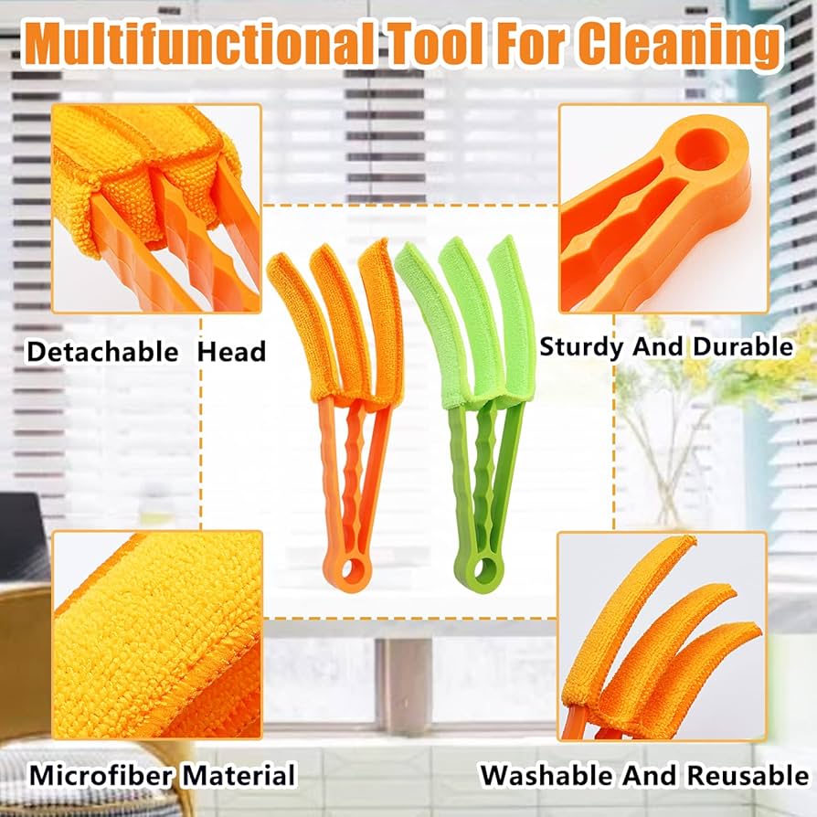 3-in-1 Blinds and Ac Vent Cleaning Brush with Microfiber Sleeves – Multipurpose Dust Remover Tool: g