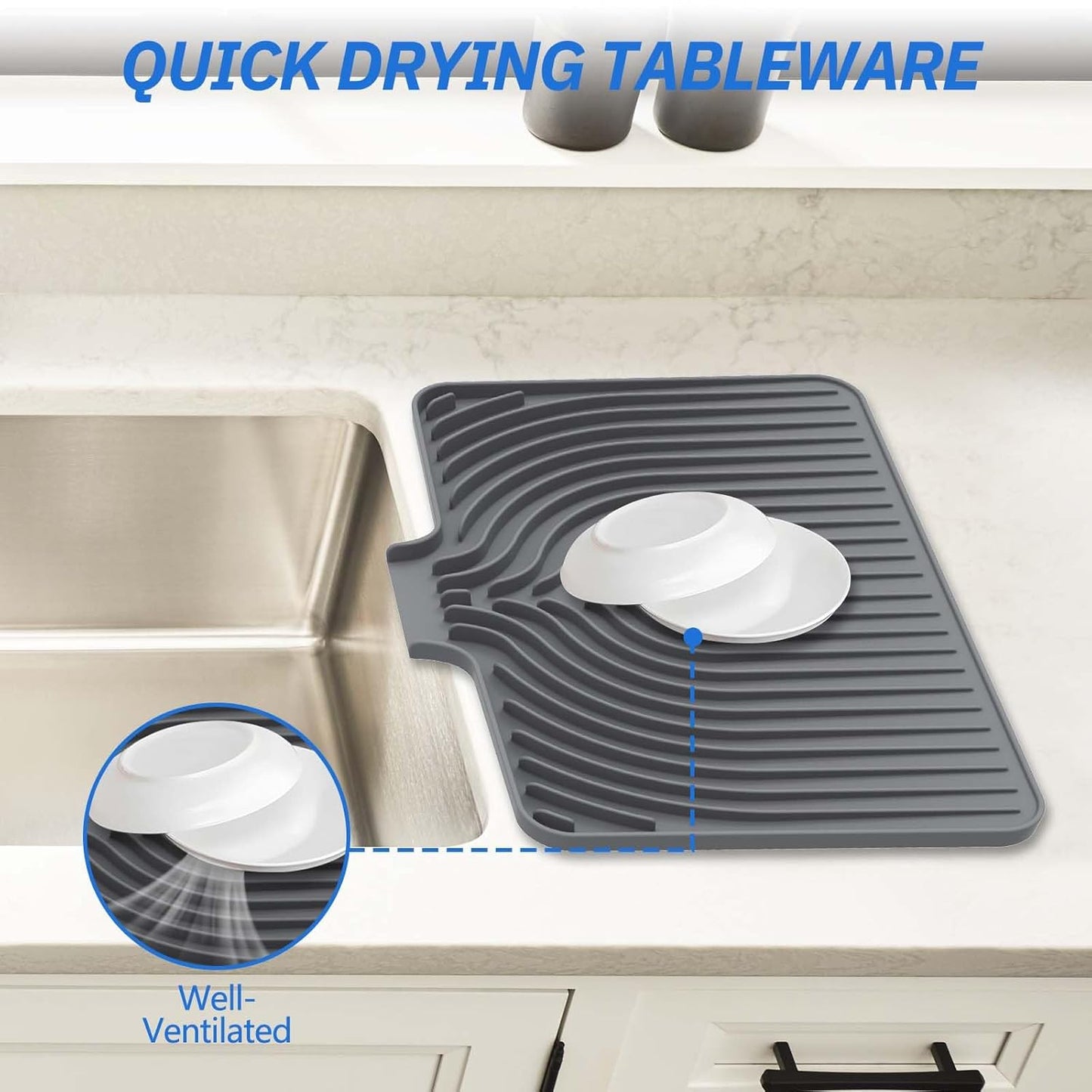 Silicone Kitchen Dish Drain Mat (40 × 30 cm)- f