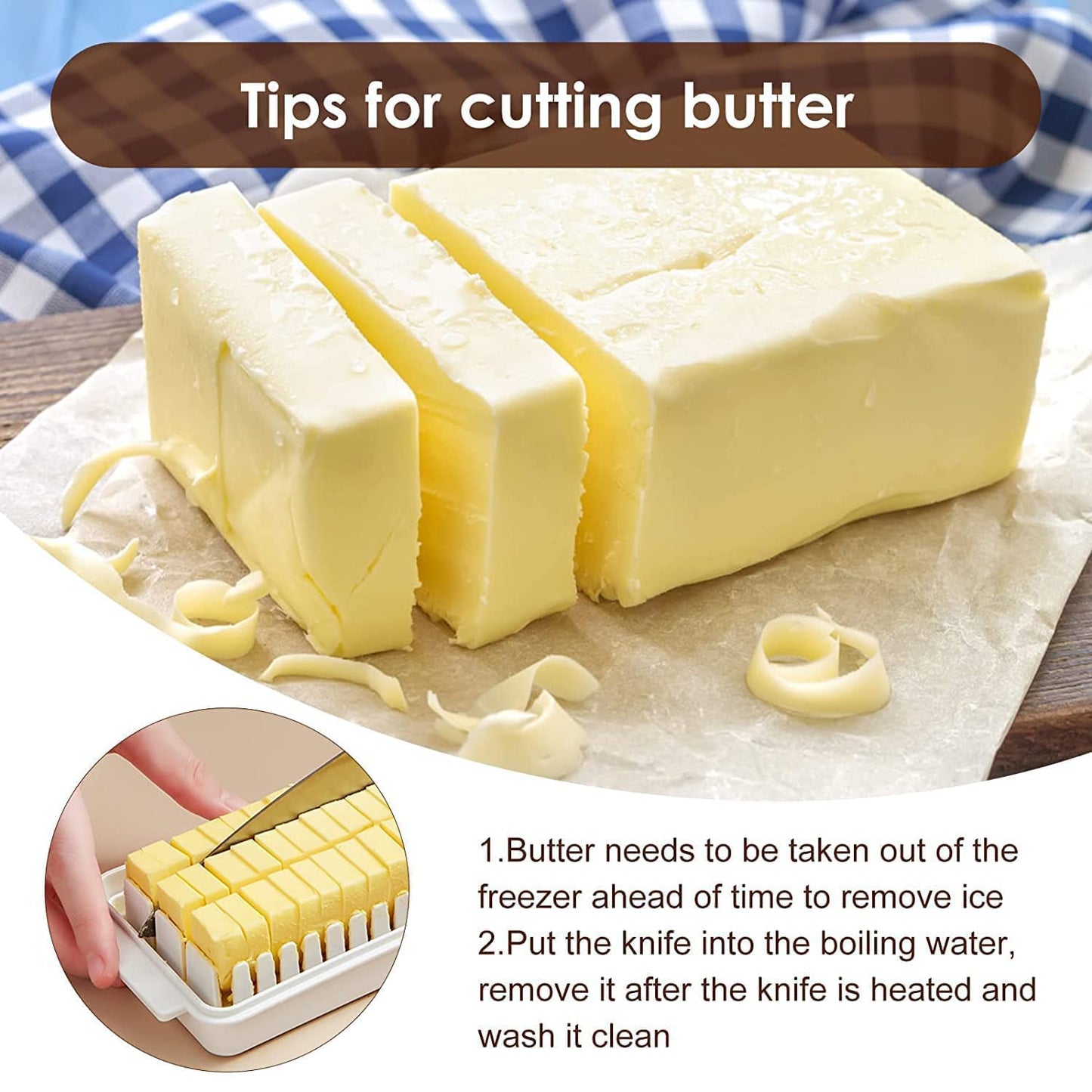 Butter Storage Container with Lid | Airtight Butter Keeper for Refrigerator & Kitchen :f