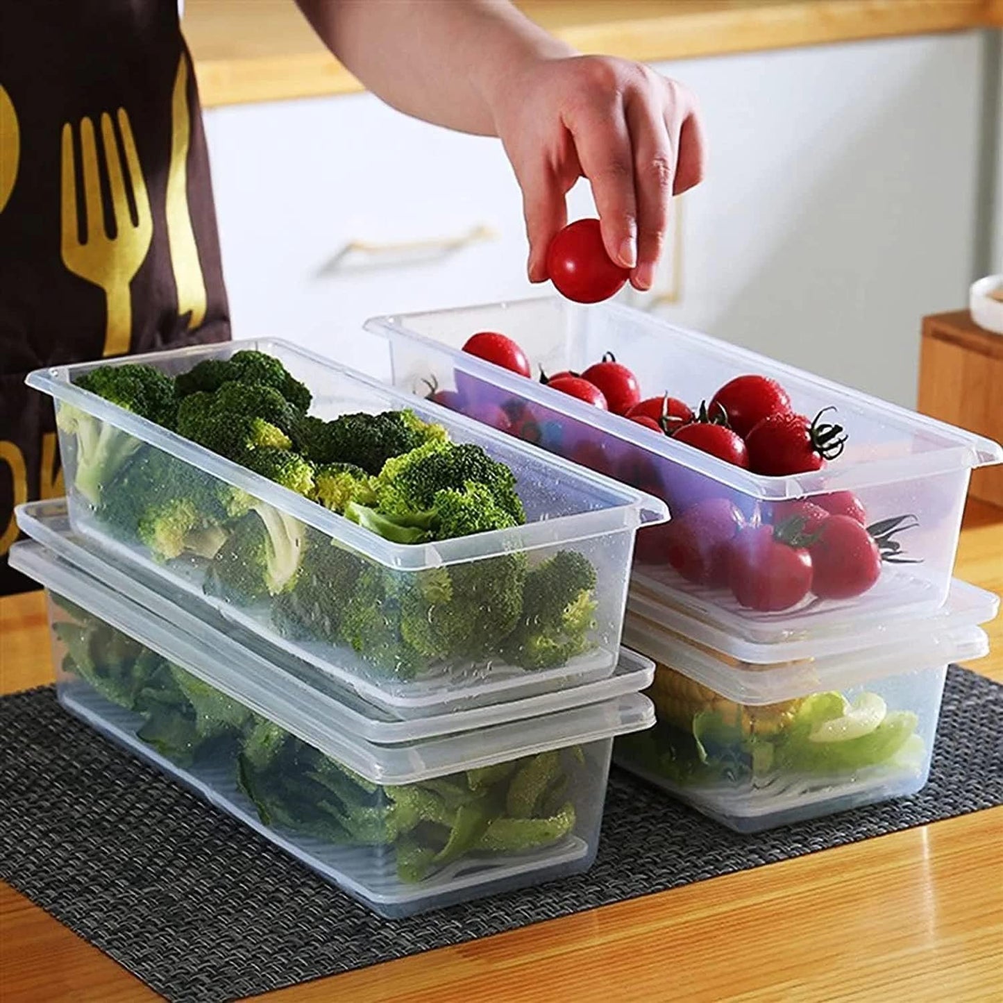 Uniqly- Fridge Storage Containers with Drain plates- Pack of 6: f