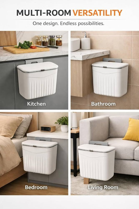 Multipurpose Hanging Garbage Bin – Kitchen Cabinet Door Trash Can with Lid (7L): f