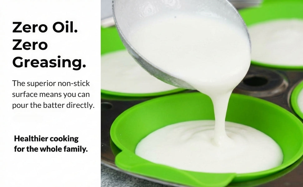 Reusable Silicone Idli Moulds (Set of 8) – Non-Stick BPA-Free Idli Maker Cups; f