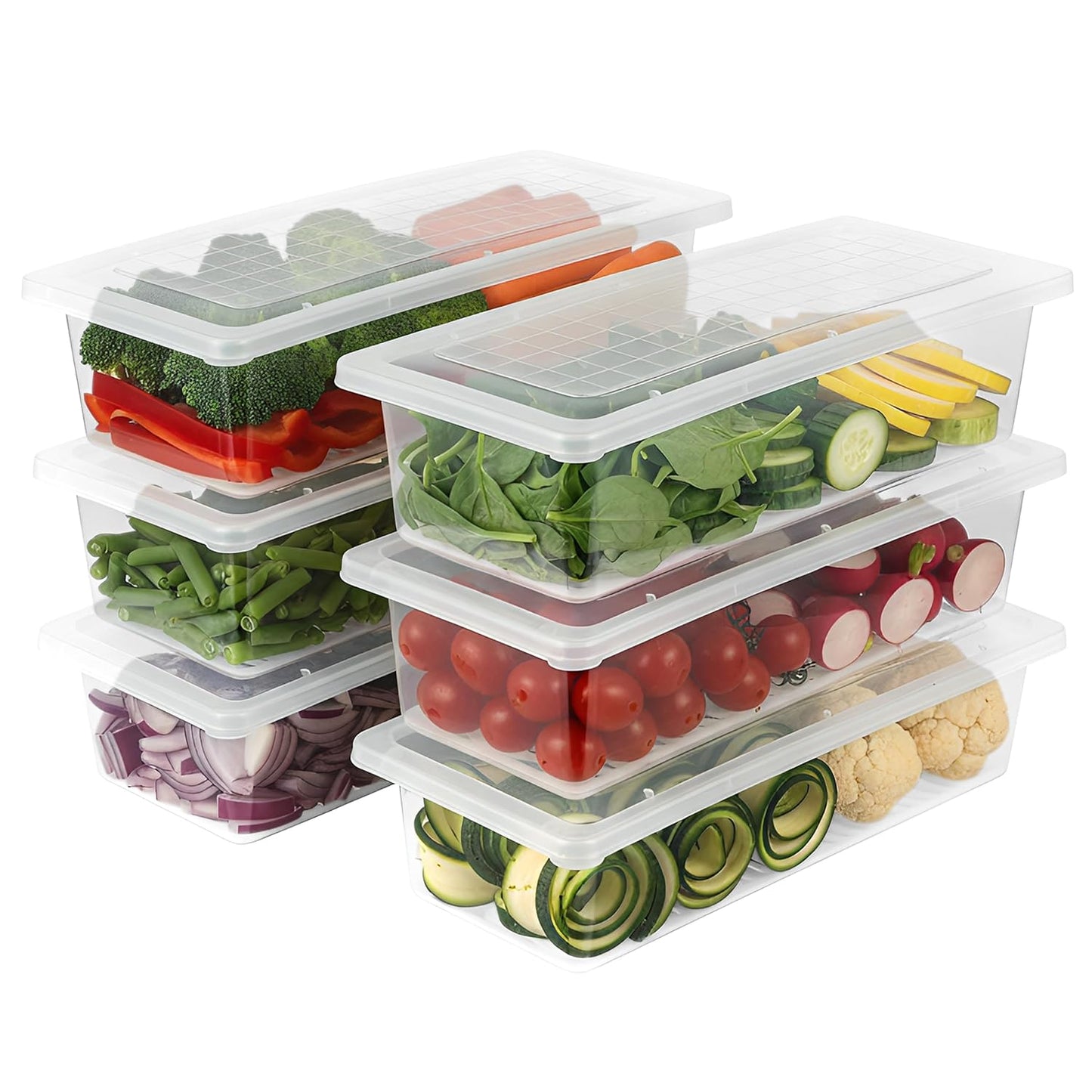 Uniqly- Fridge Storage Containers with Drain plates- Pack of 6: f