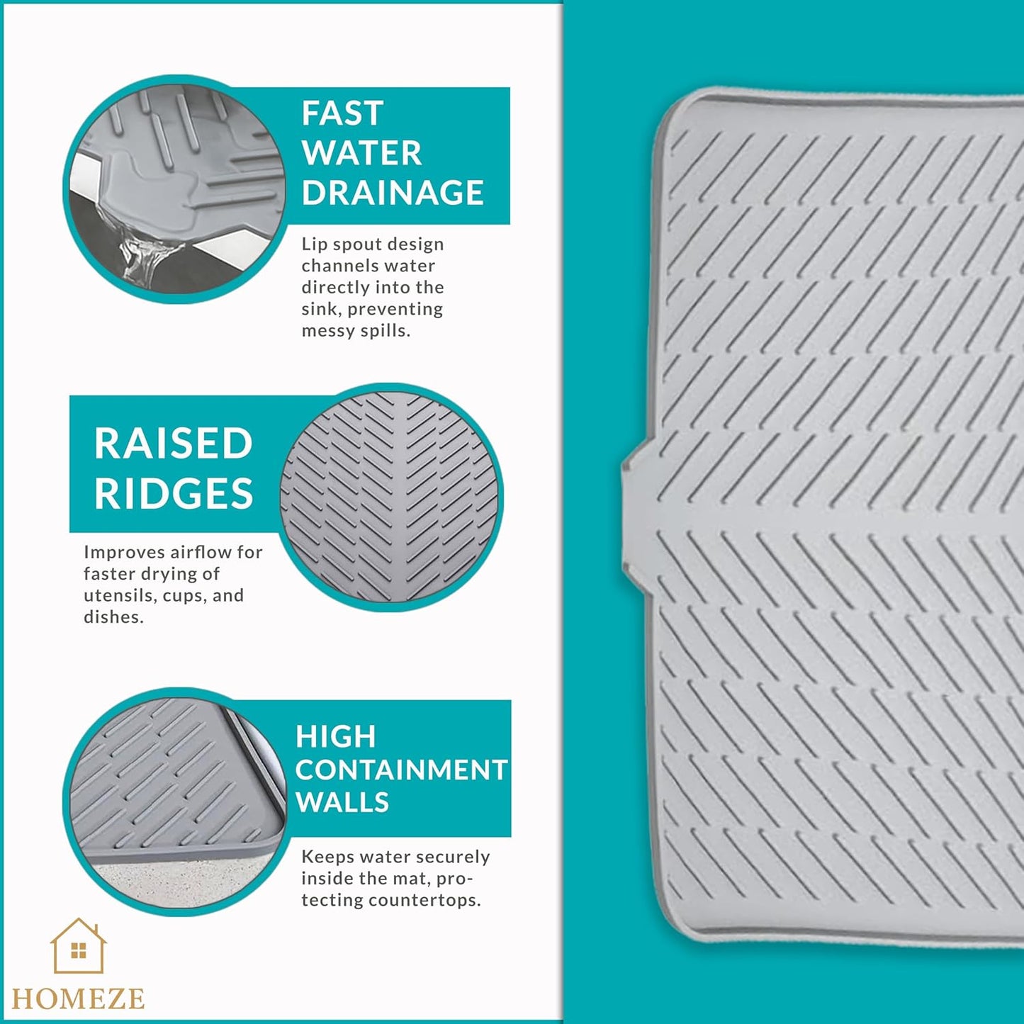 Silicone Kitchen Dish Drain Mat (40 × 30 cm)- f