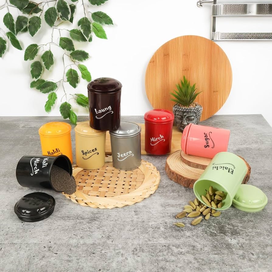 8-Piece Spice Jar Set (300ml Each) – BPA-Free Plastic Kitchen Storage Containers for Sugar & Spices: g