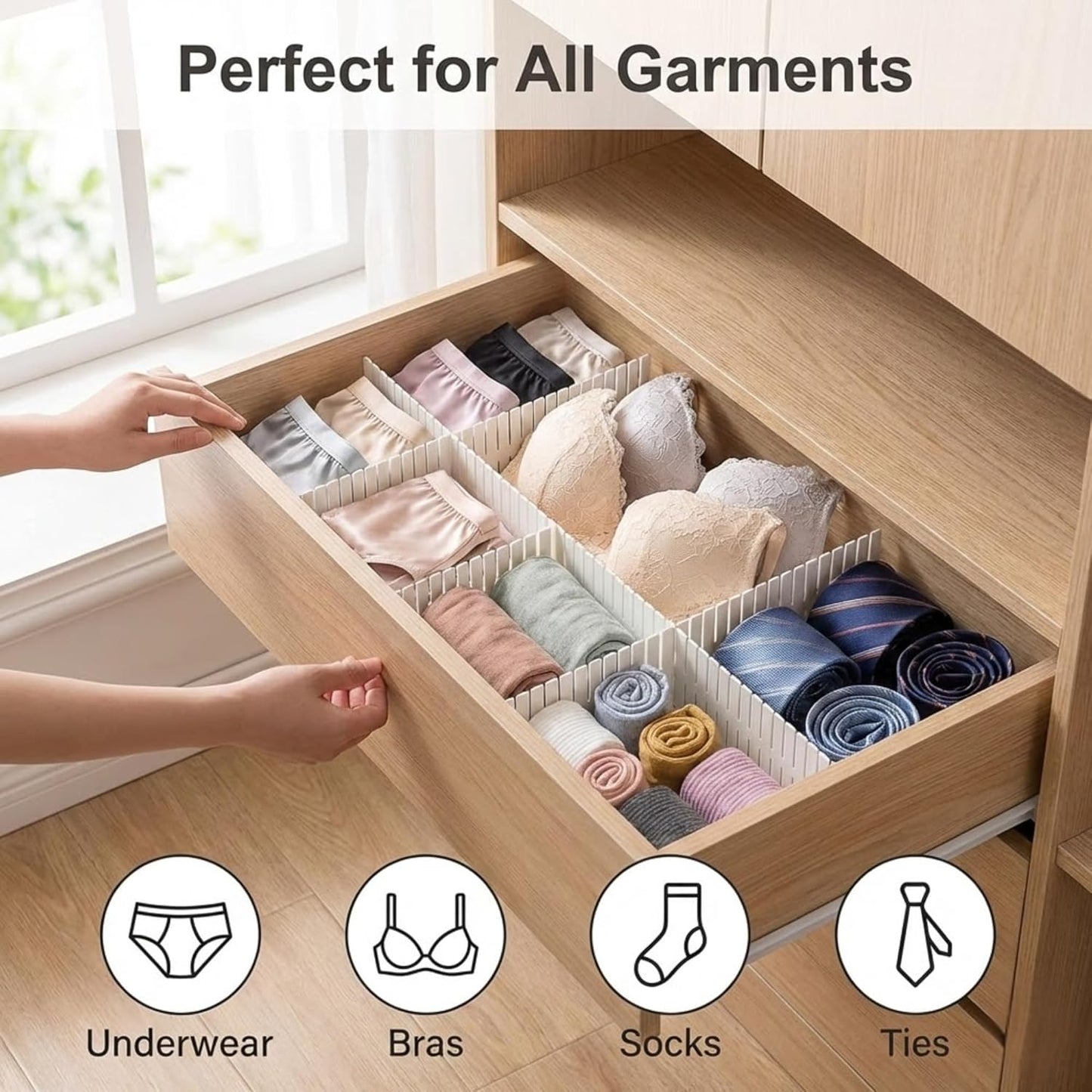 Drawer Organizer Dividers – Customizable Storage Grid for Clothes & Wardrobe: f