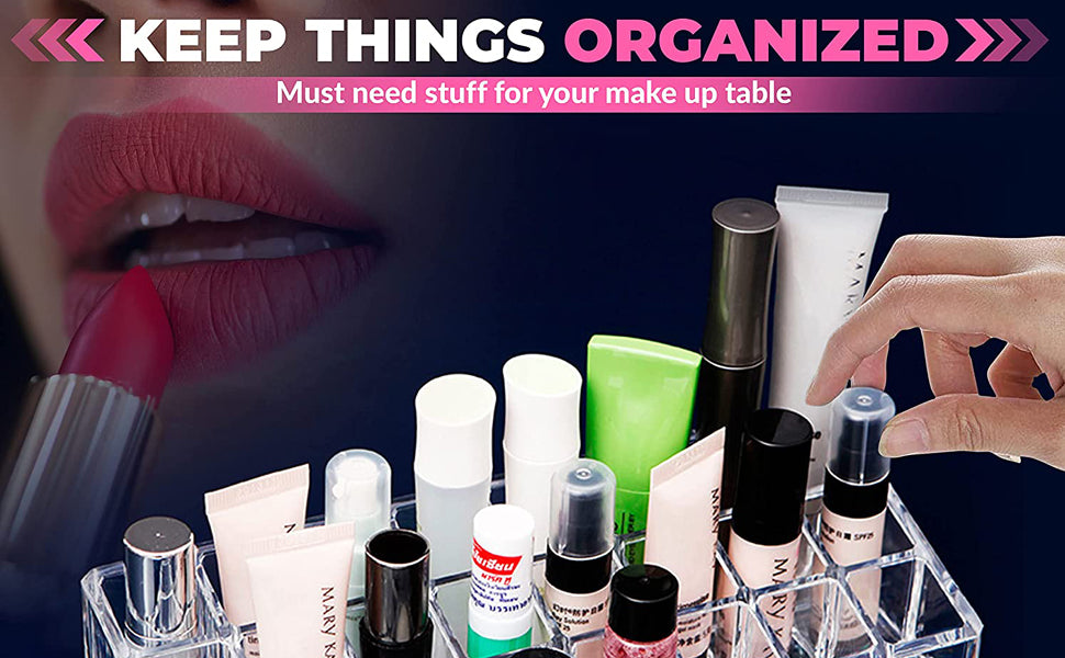 24 Slot Lipstick & Nail Polish Organizer – Transparent Makeup Storage Holder; g