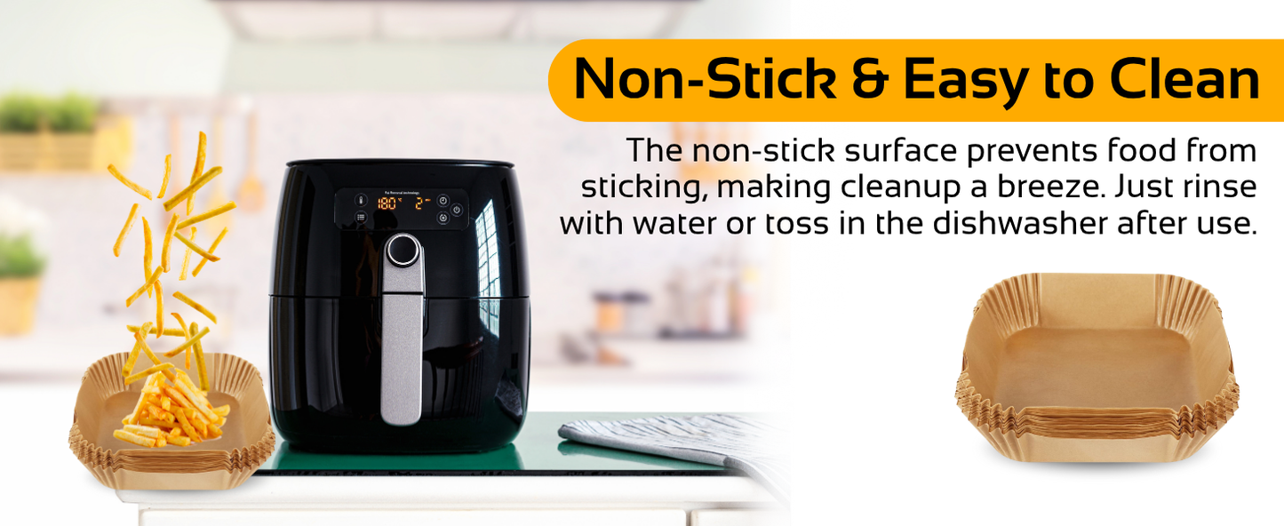 Air Fryer & Oven Paper Liners (100 Pcs) Food grade – Oil-Proof Disposable Parchment Sheets; f