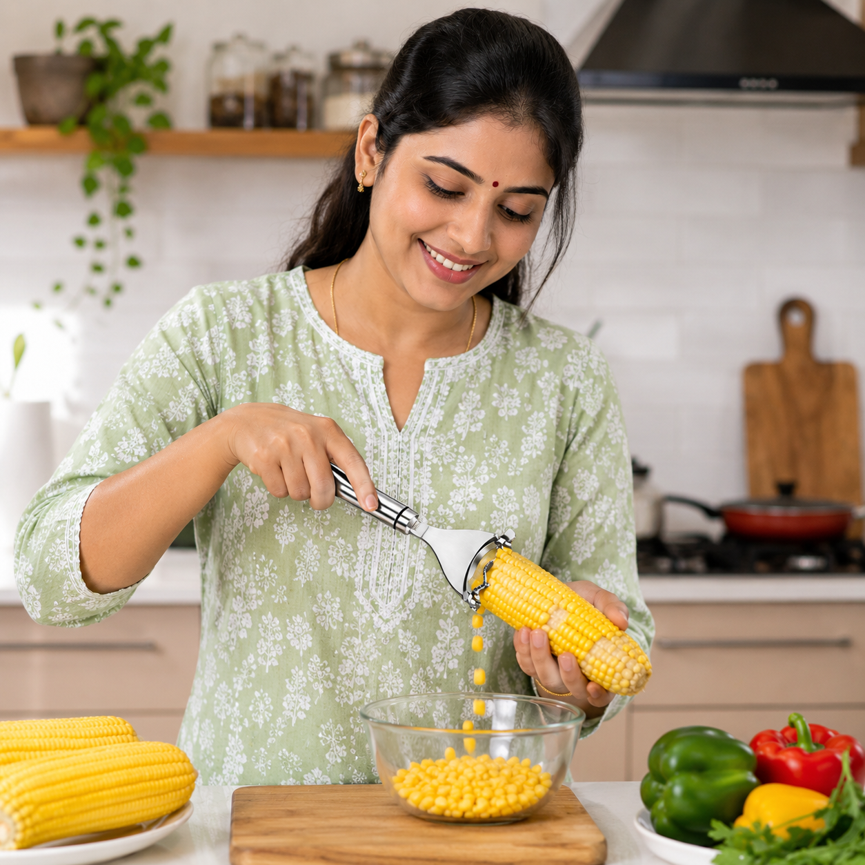 Multipurpose Corn Stripper Peeler – Stainless Steel Manual Corn Kernel Remover Tool :f