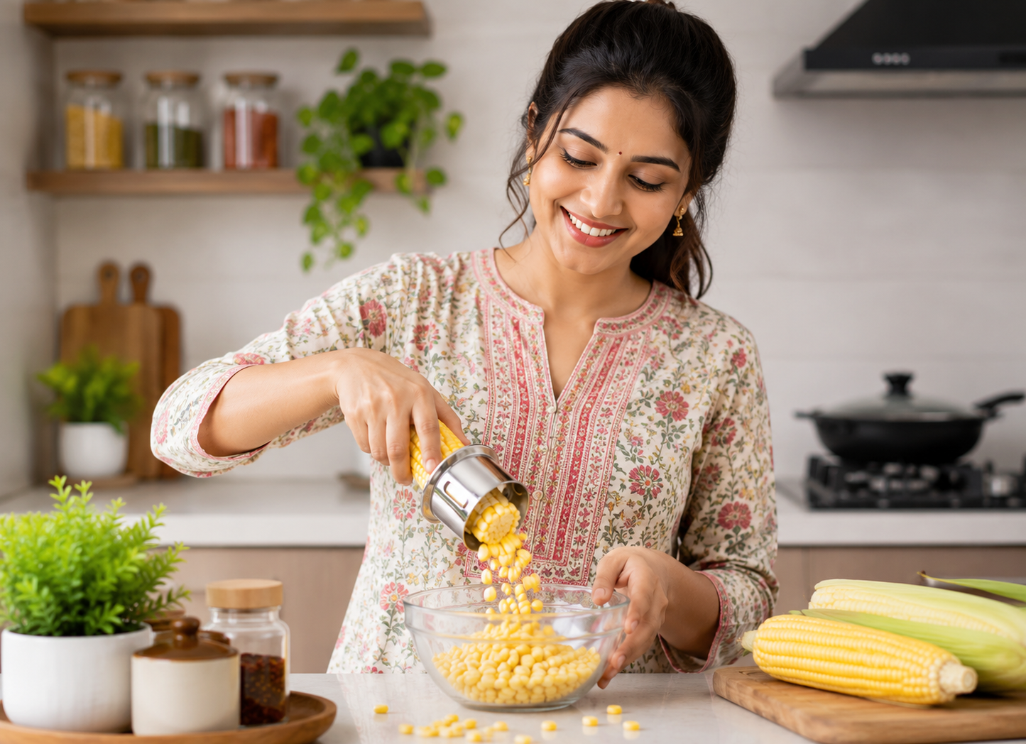Multipurpose Corn Cutter & Kernel Stripper – Stainless Steel Cob Peeler for Home Kitchen: f