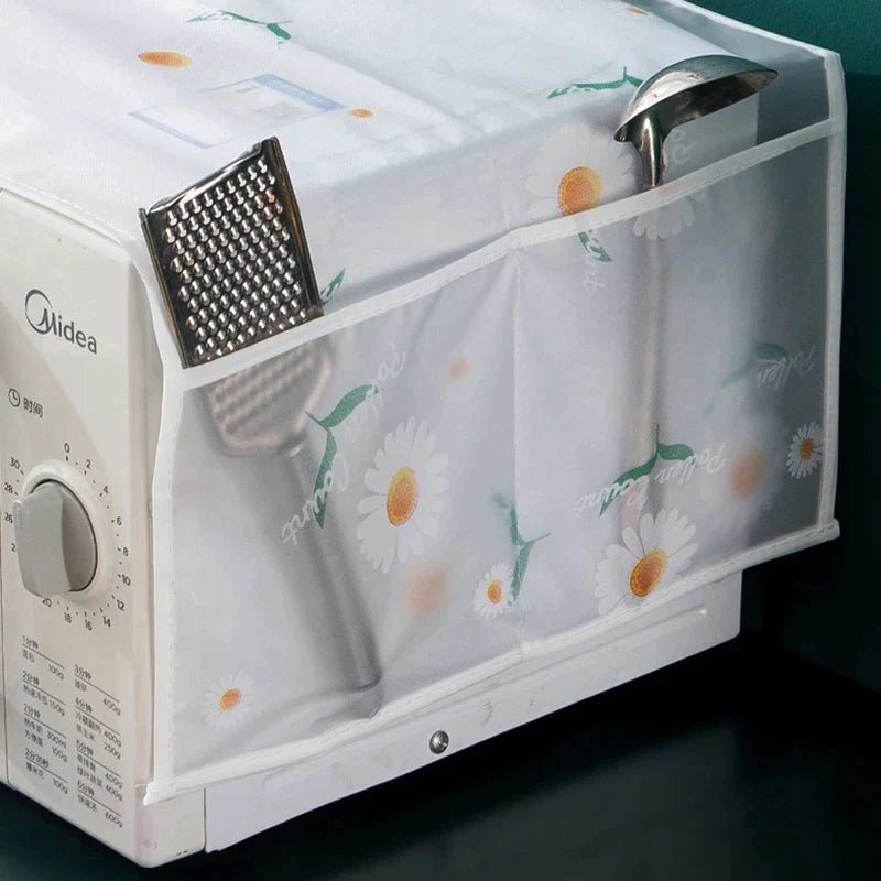 Waterproof & Dustproof Microwave Oven Cover with Side Storage Pockets: f