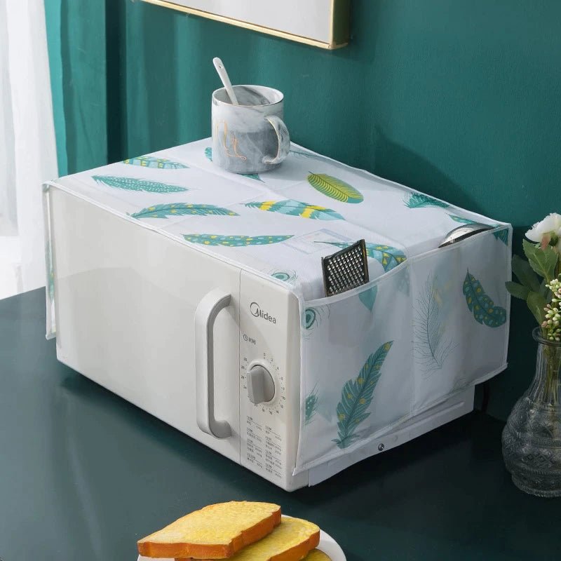 Waterproof & Dustproof Microwave Oven Cover with Side Storage Pockets: f