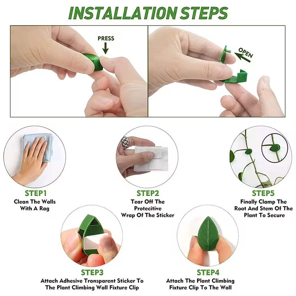 Multipurpose Self-Adhesive Plant Clips – Invisible Wall Hooks for Climbing Plants, Vine Support, Cable Routing & Home Garden Decor :f