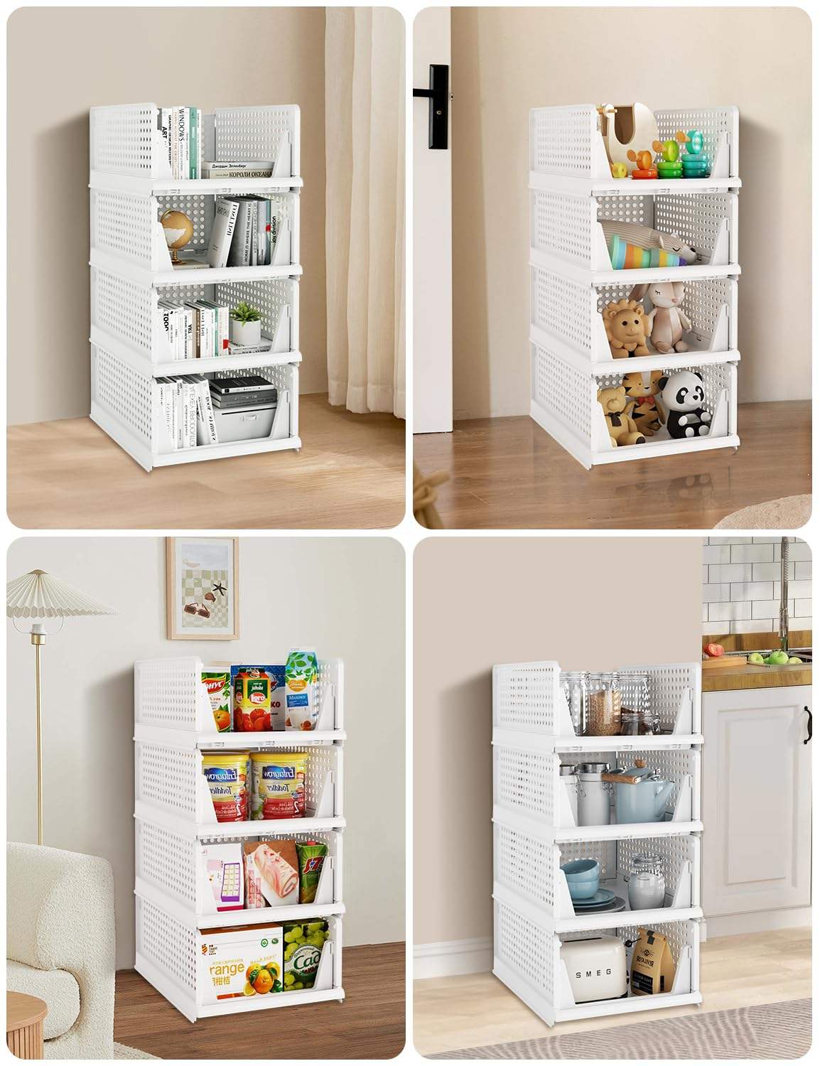 Foldable Clothes Organizer for Wardrobe – Stackable Storage Rack for Clothes, T-Shirts, Pants & Linen :f