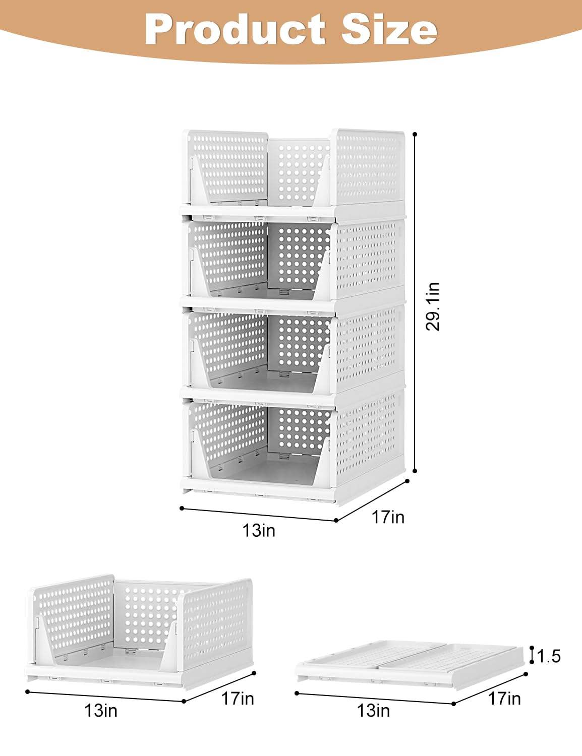 Foldable Clothes Organizer for Wardrobe – Stackable Storage Rack for Clothes, T-Shirts, Pants & Linen :f