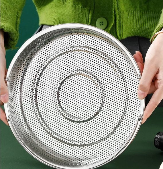 Multi-Purpose Stainless Steel Steaming & Draining Mesh Basket: f