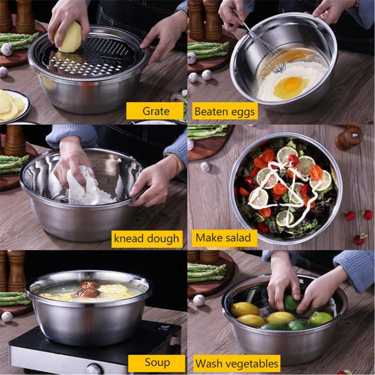 4-in-1 Stainless Steel Grater Bowl Set : f