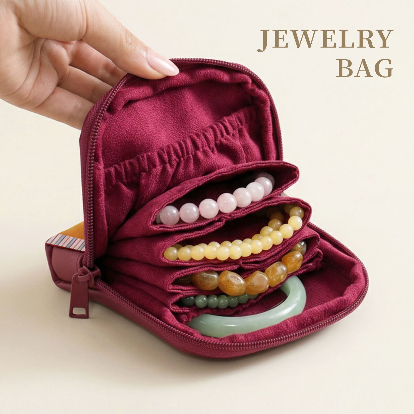 Portable Jewelry Organizer Bag for Travel – Multi-Compartment Jewelry Storage Case for Women & Girls :f