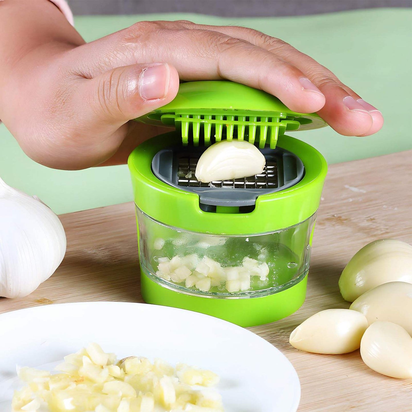 Multipurpose Ginger Garlic Chopper – Stainless Steel Blade Manual Kitchen Tool: f