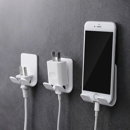 Multipurpose Plastic Wall Mounted Holder- Self-Adhesive Organizer for Phone, Charger & Accessories :f