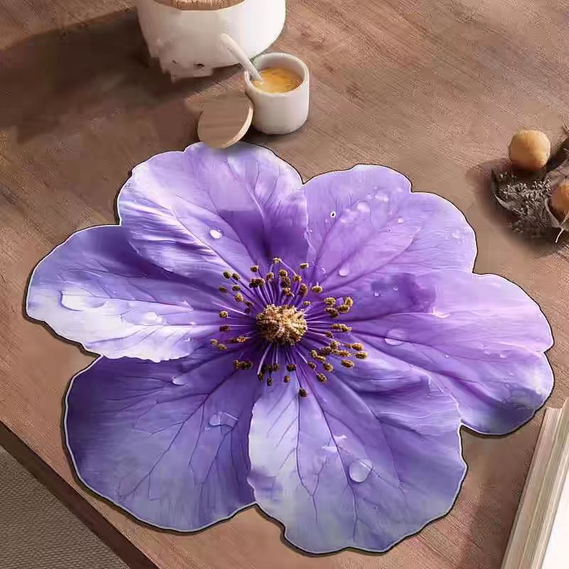 Absorbent Flower Countertop Mat for Kitchen – Quick Dry Dish & Spill Mat: f