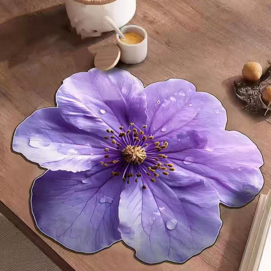 Absorbent Flower Countertop Mat for Kitchen – Quick Dry Dish & Spill Mat: f