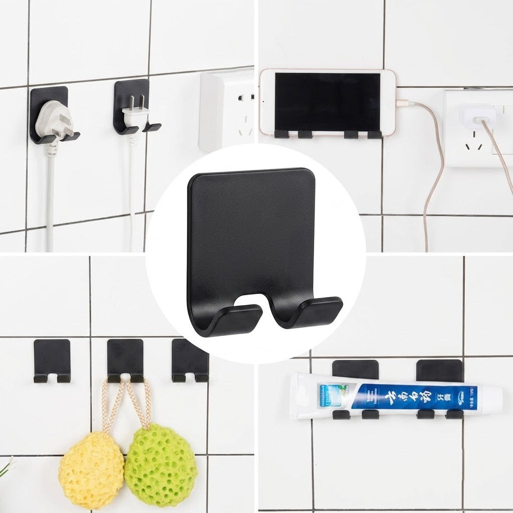 Multipurpose Plastic Wall Mounted Holder- Self-Adhesive Organizer for Phone, Charger & Accessories :f