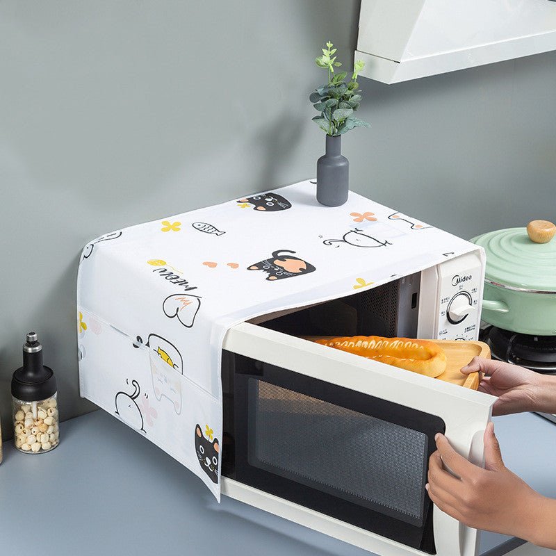 Waterproof & Dustproof Microwave Oven Cover with Side Storage Pockets: f