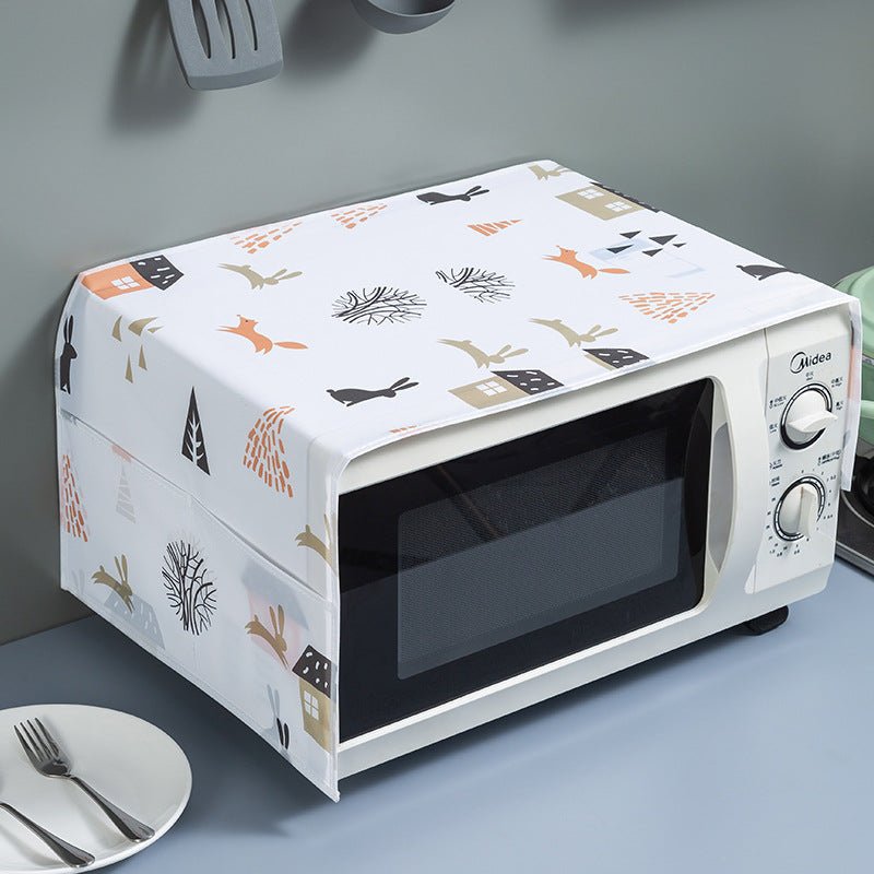 Waterproof & Dustproof Microwave Oven Cover with Side Storage Pockets: f
